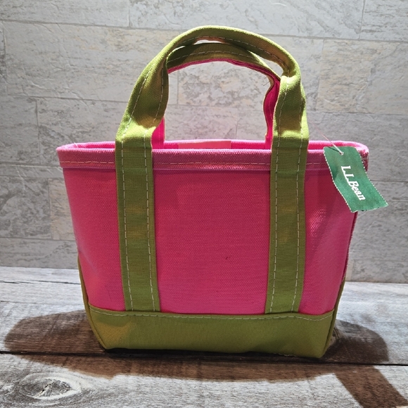 L.L. Bean Handbags - NWT L.L. Bean Boat And Tote Canvas Bag Colorblock Pink Green
